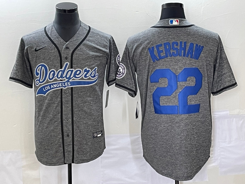 Men's Los Angeles Dodgers Clayton Kershaw Gray Game Jersey Joint Edition baseball jersey product view 1