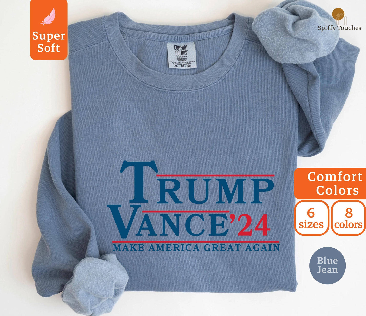 Comfort Colors Trump Vance 2024 USA Sweatshirt Patriot Gift Unisex T-shirt, Sweatshirt, Hoodie, Long Sleeve Tee - T-Shirt, Sweatshirt, Hoodie