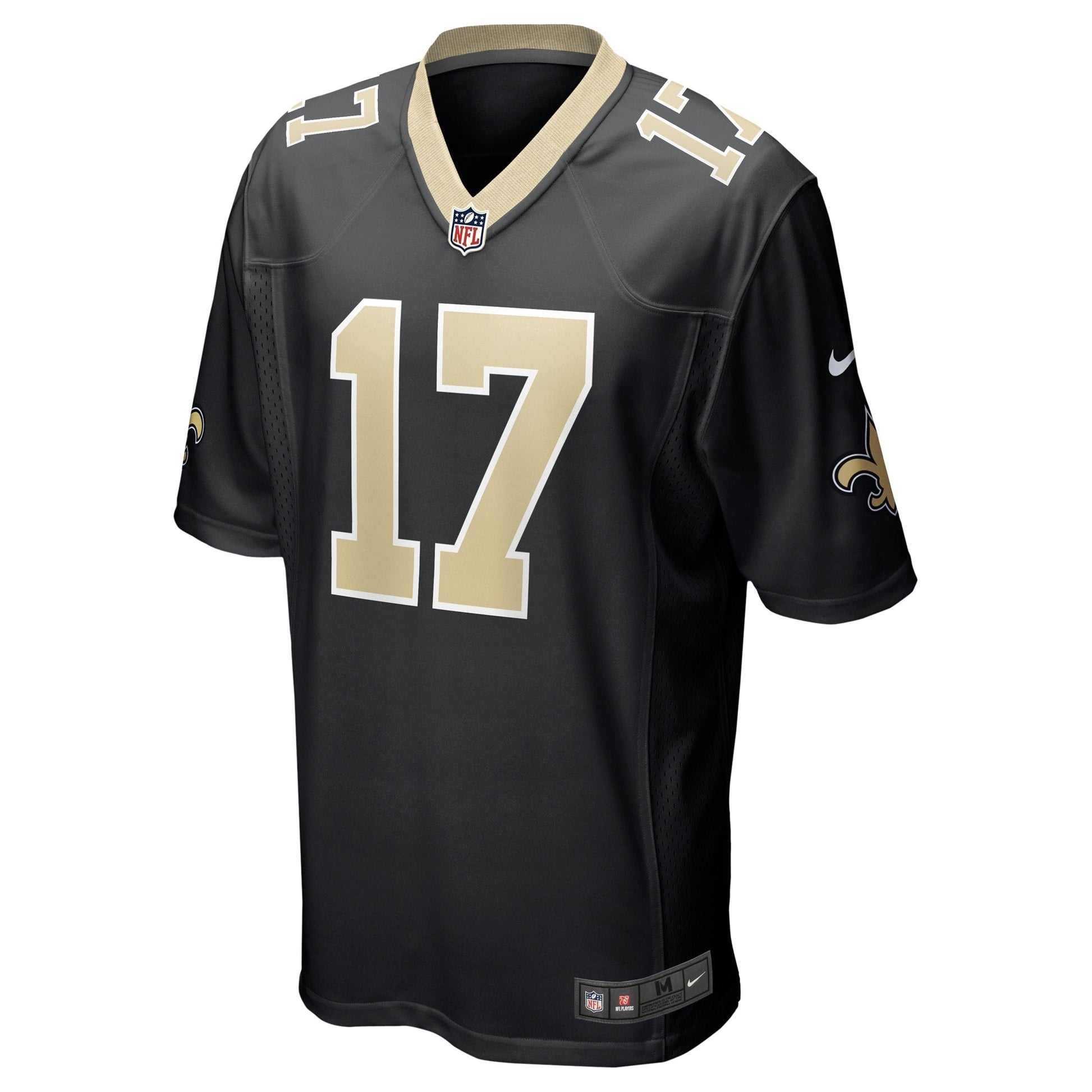A.T. Perry New Orleans Saints Team Game Jersey - Black football jersey product view 2