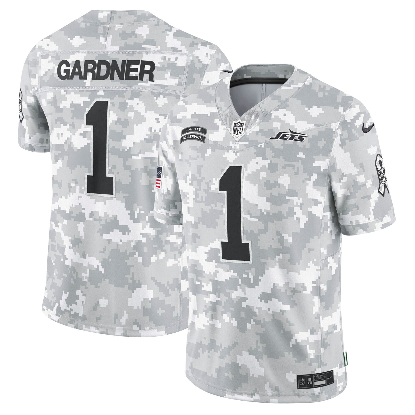 Sauce Gardner New York Jets 2024 Salute to Service Limited Jersey - Arctic Camo football jersey product view 1