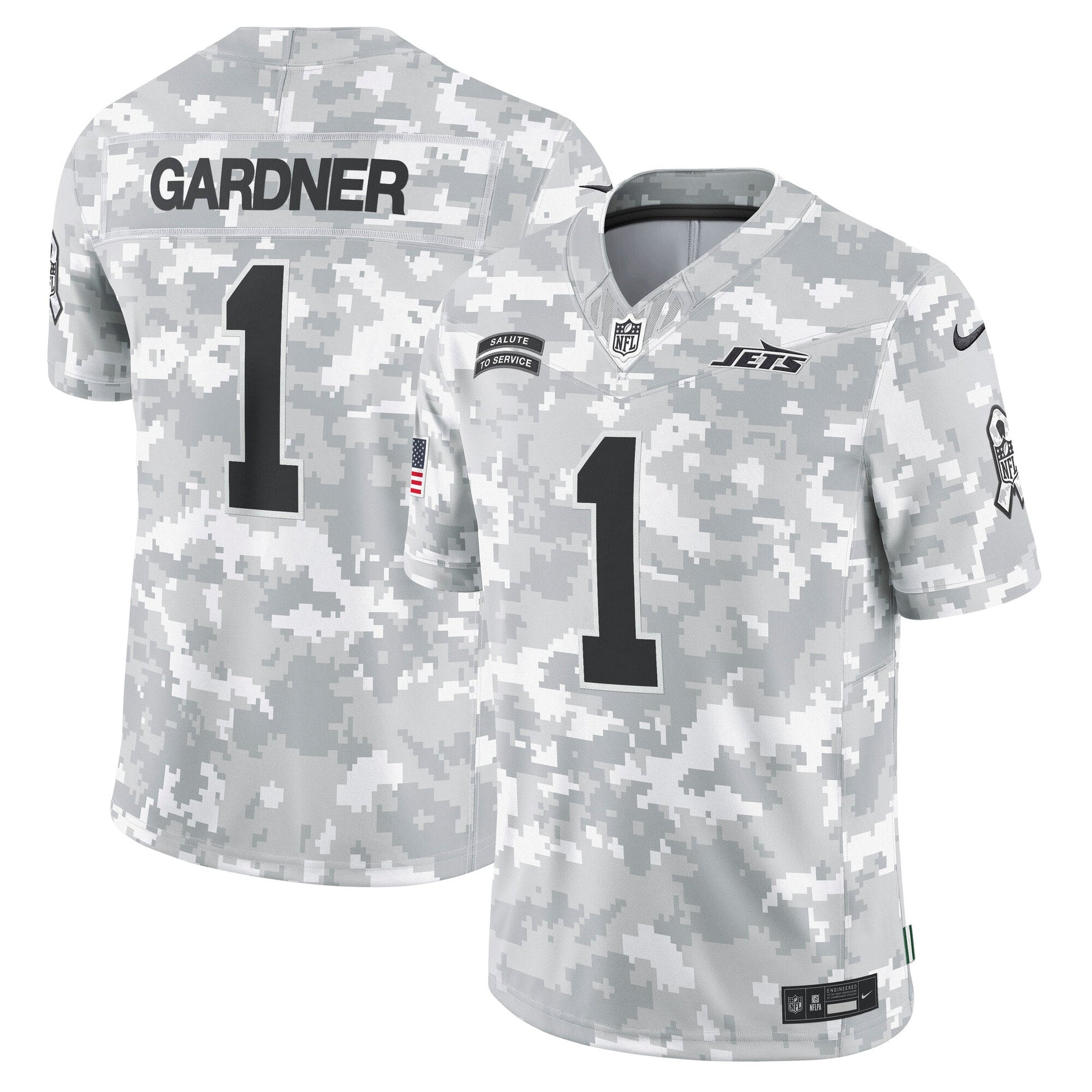 Sauce Gardner New York Jets 2024 Salute to Service Limited Jersey - Arctic Camo football jersey product view 1