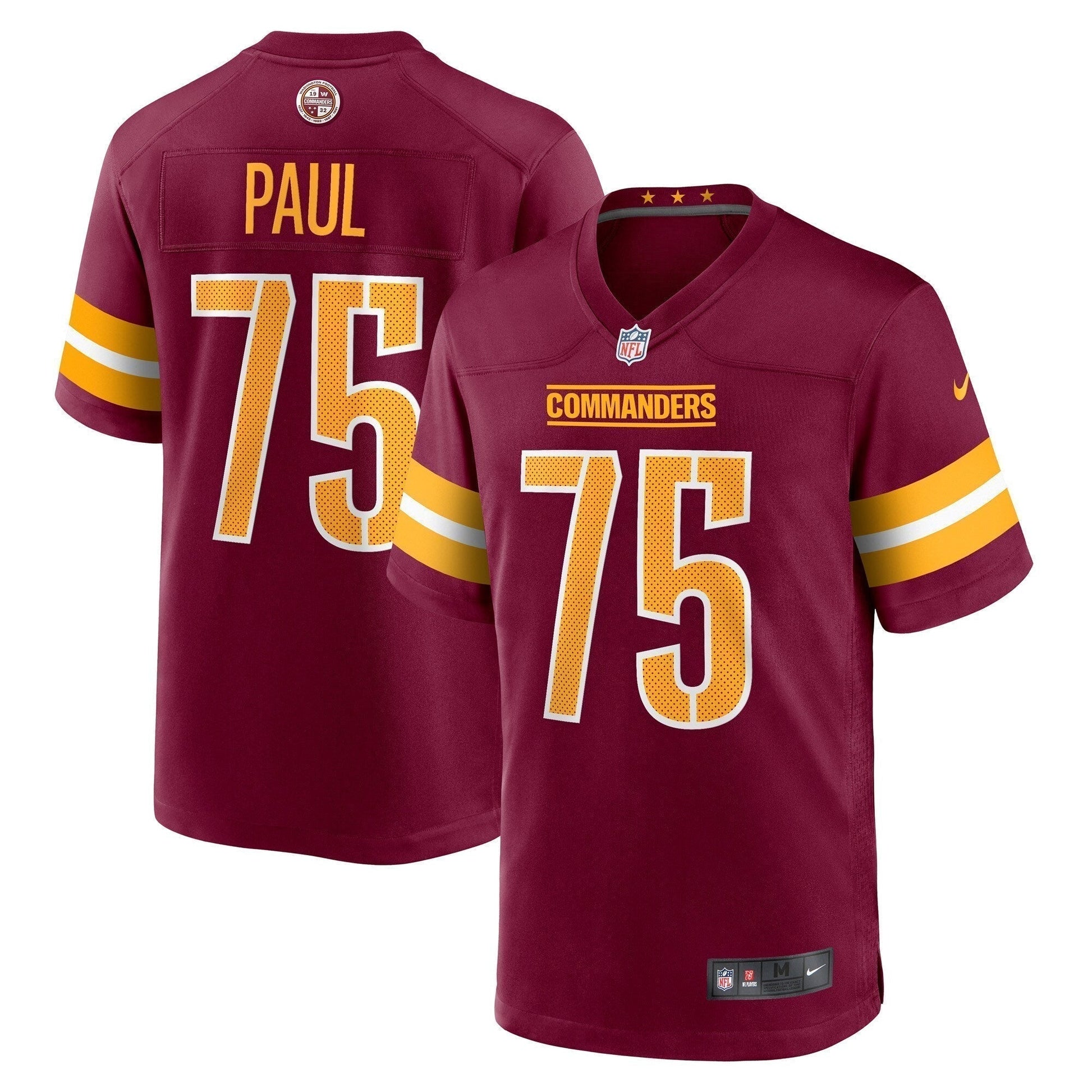 Chris Paul Washington Commanders Game Jersey - Burgundy football jersey product view 1