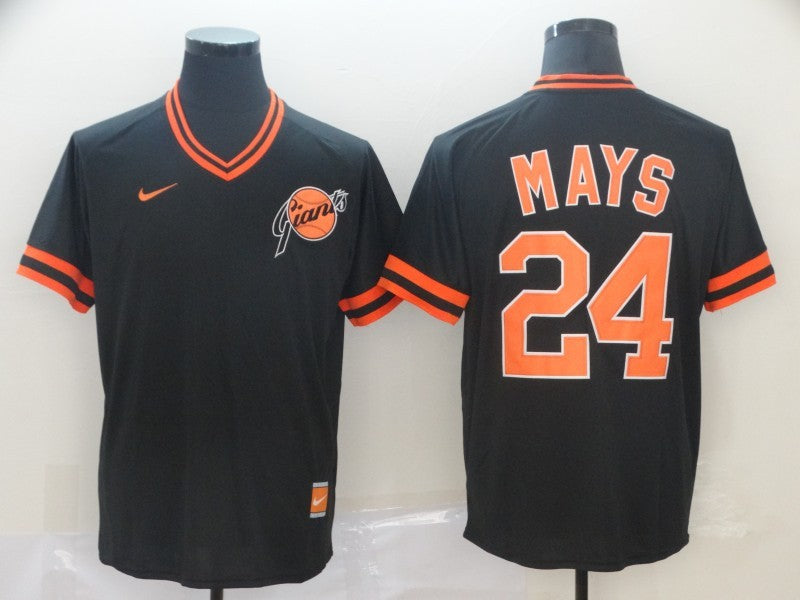 Men's San Francisco Giants Willie Mays #24 Black Replica Player Jersey baseball jersey product view 1