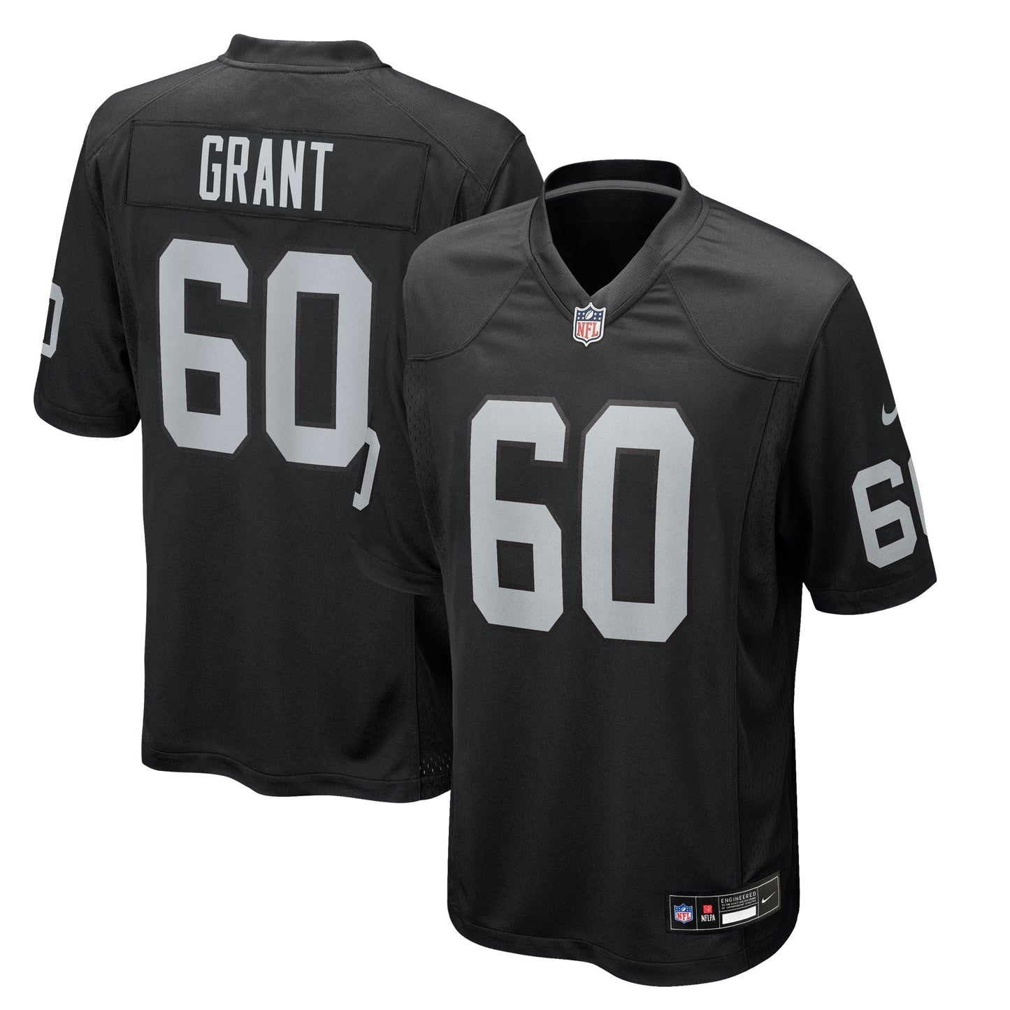 Las Vegas Raiders Charles Grant Black Team Game Jersey football jersey product view 1