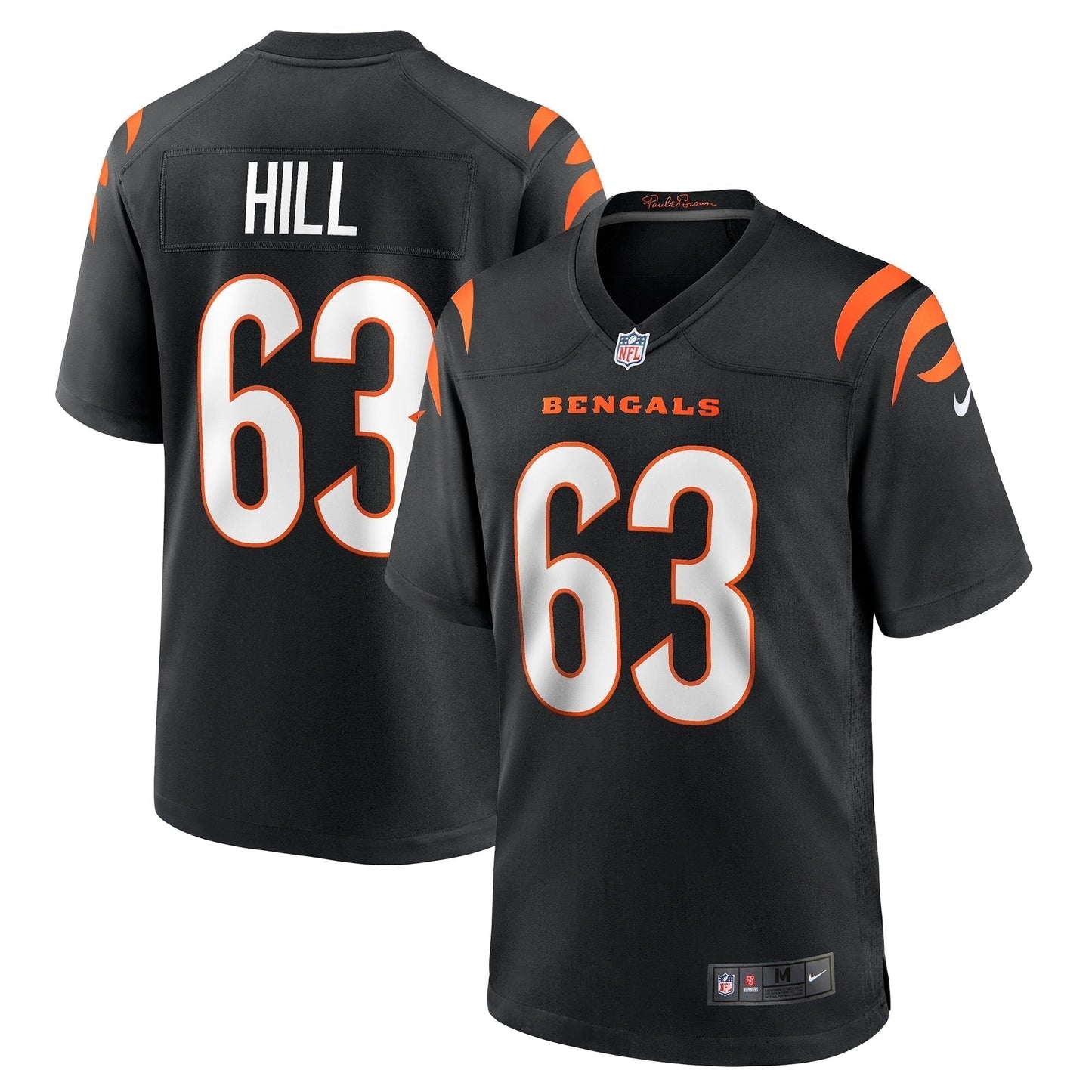 Trey Hill Cincinnati Bengals Game Jersey - Black football jersey product view 1