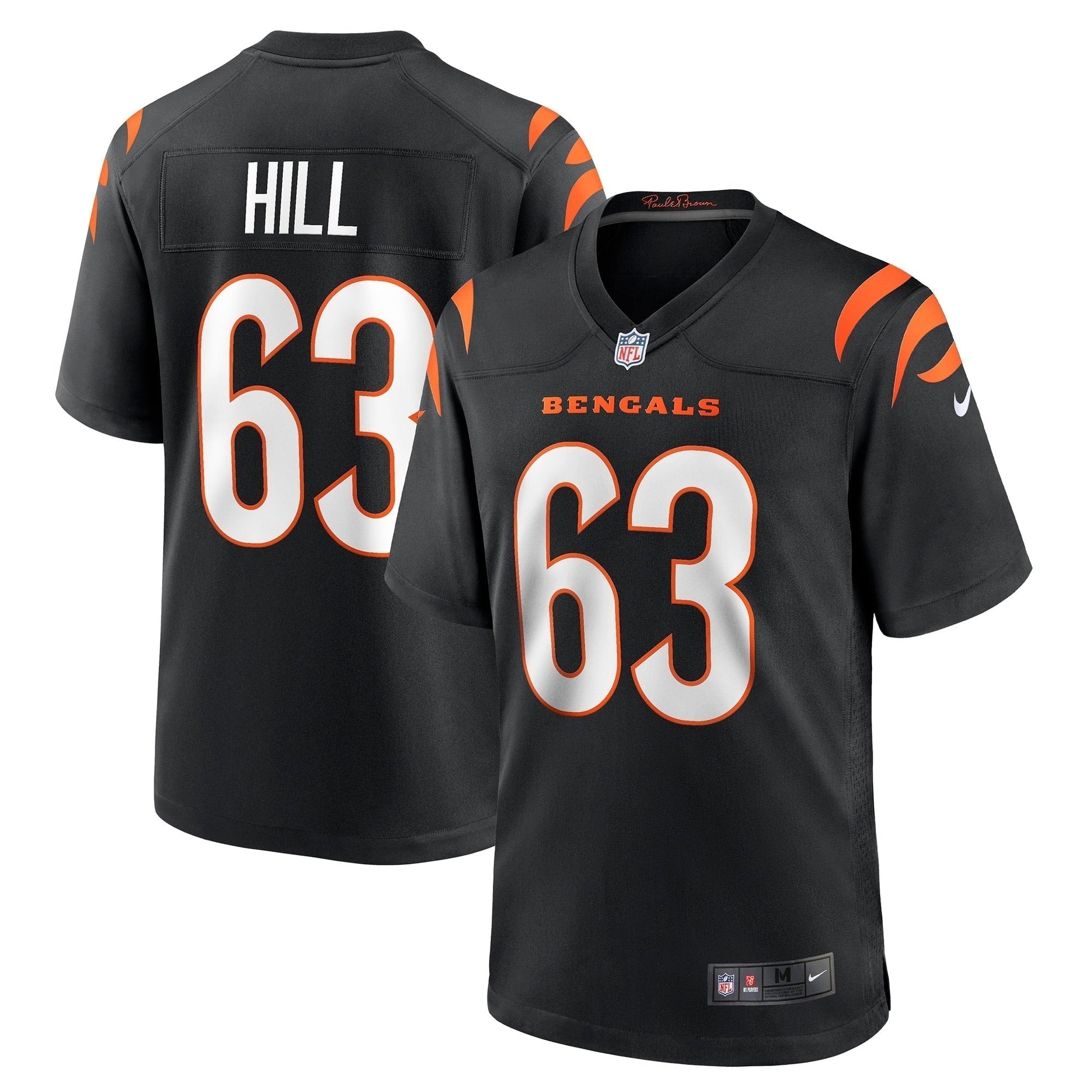 Trey Hill Cincinnati Bengals Game Jersey - Black football jersey product view 1
