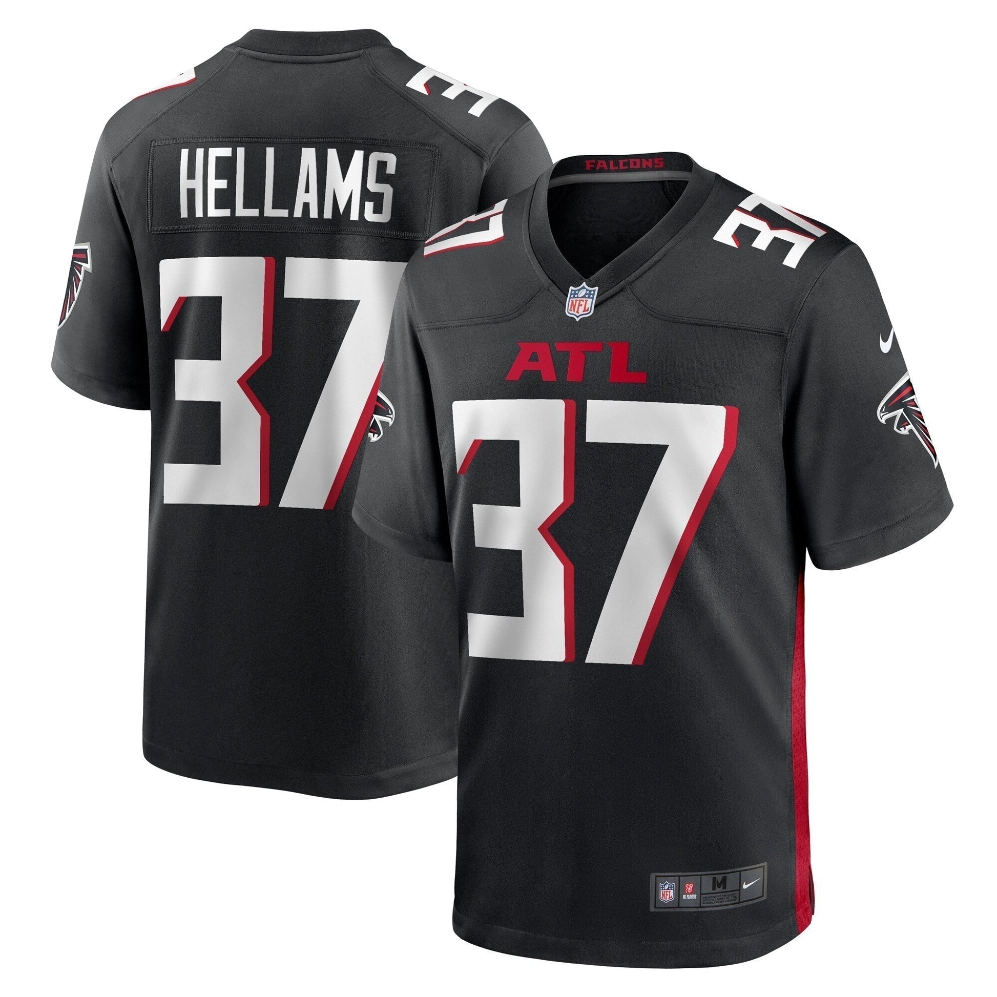 DeMarcco Hellams Atlanta Falcons Team Game Jersey - Black football jersey product view 1