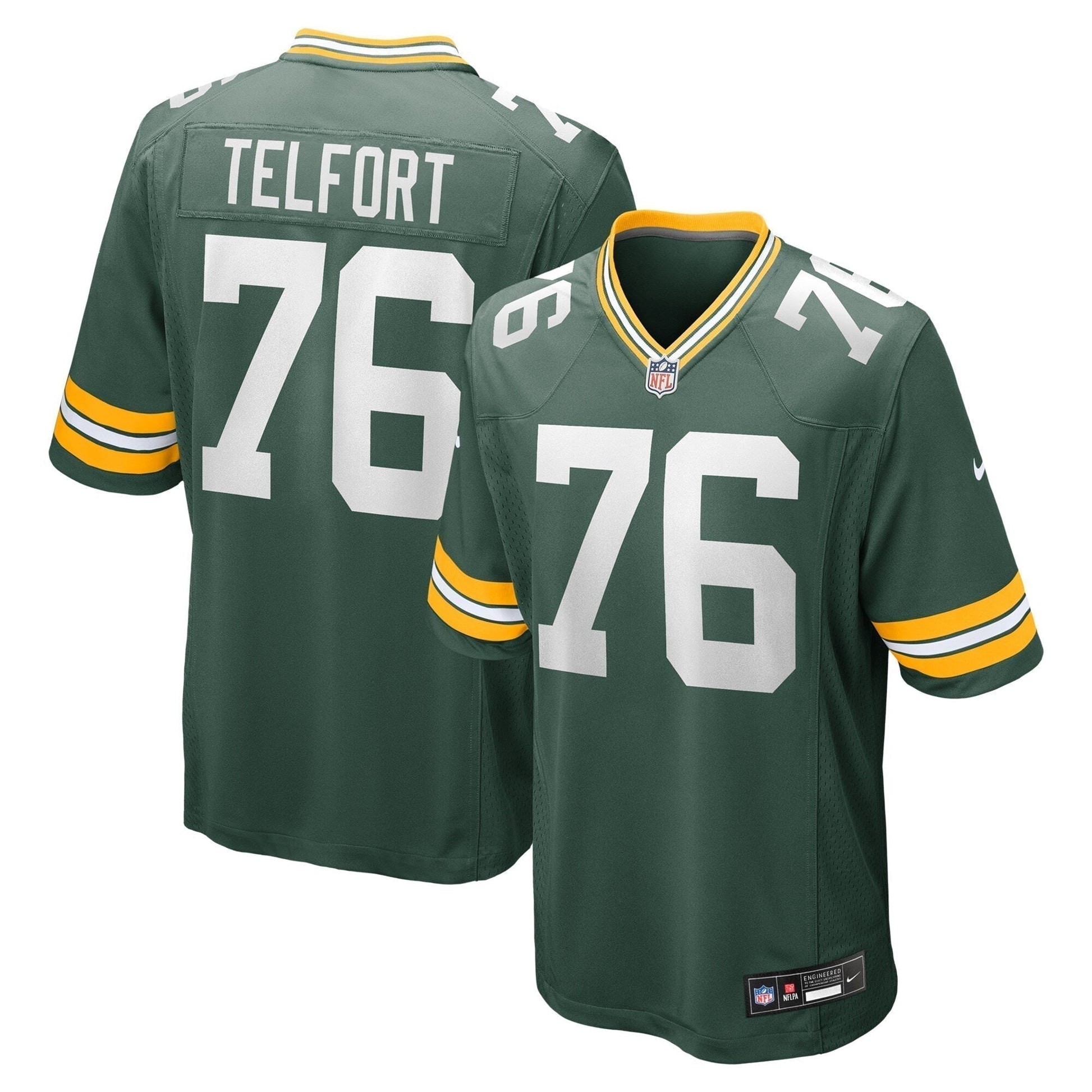 Kadeem Telfort Green Bay Packers Game Jersey - Green football jersey product view 1