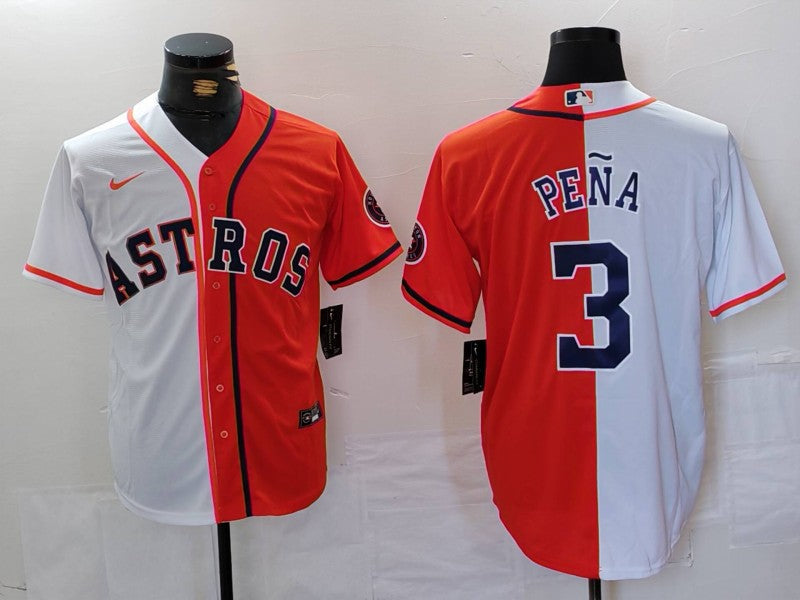 Men's Houston Astros Jeremy Pena #3 White/Orange Limited Player Jersey baseball jersey product view 1