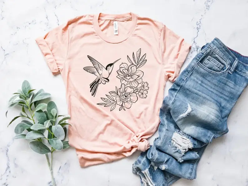 Floral Bird T-Shirt Unisex T-shirt, Sweatshirt, Hoodie, Long Sleeve Tee - T-Shirt, Sweatshirt, Hoodie