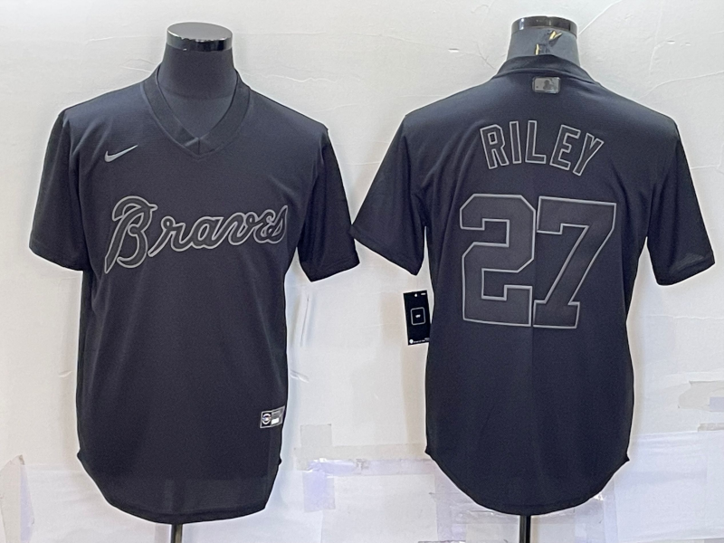 Men's Atlanta Braves Austin Riley Black Replica Baseball Jersey baseball jersey product view 1