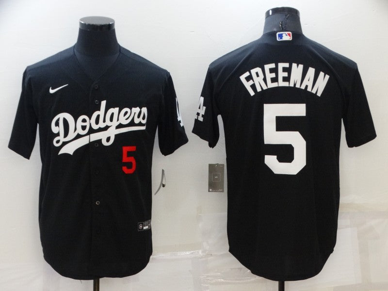 Men's Los Angeles Dodgers1 Freddie Freeman #5 Black Stitched Jersey baseball jersey product view 1