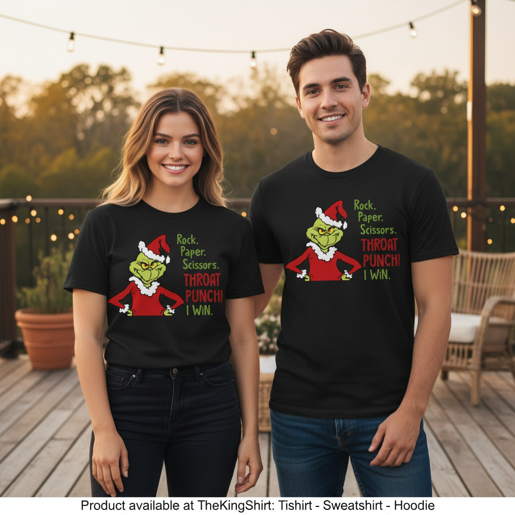 Grinch Rock Paper Scissor Shirt - Funny Gift Unisex T-shirt, Sweatshirt, Hoodie, Long Sleeve Tee - T-Shirt, Sweatshirt, Hoodie