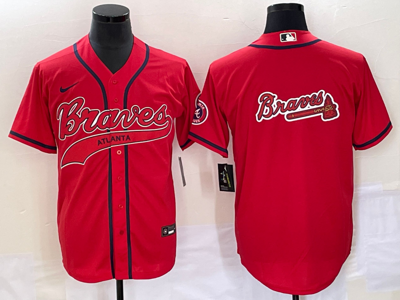Men's Atlanta Braves Red Replica Team Jersey Joint Edition baseball jersey product view 1