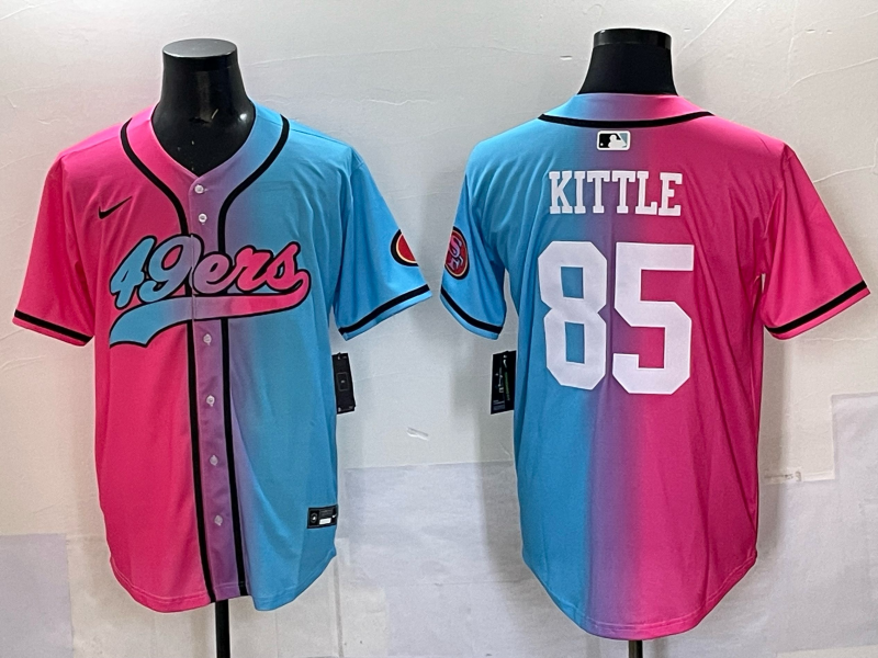 Men's San Francisco 49ers George Kittle Pink/Blue Game Jersey football jersey product view 1