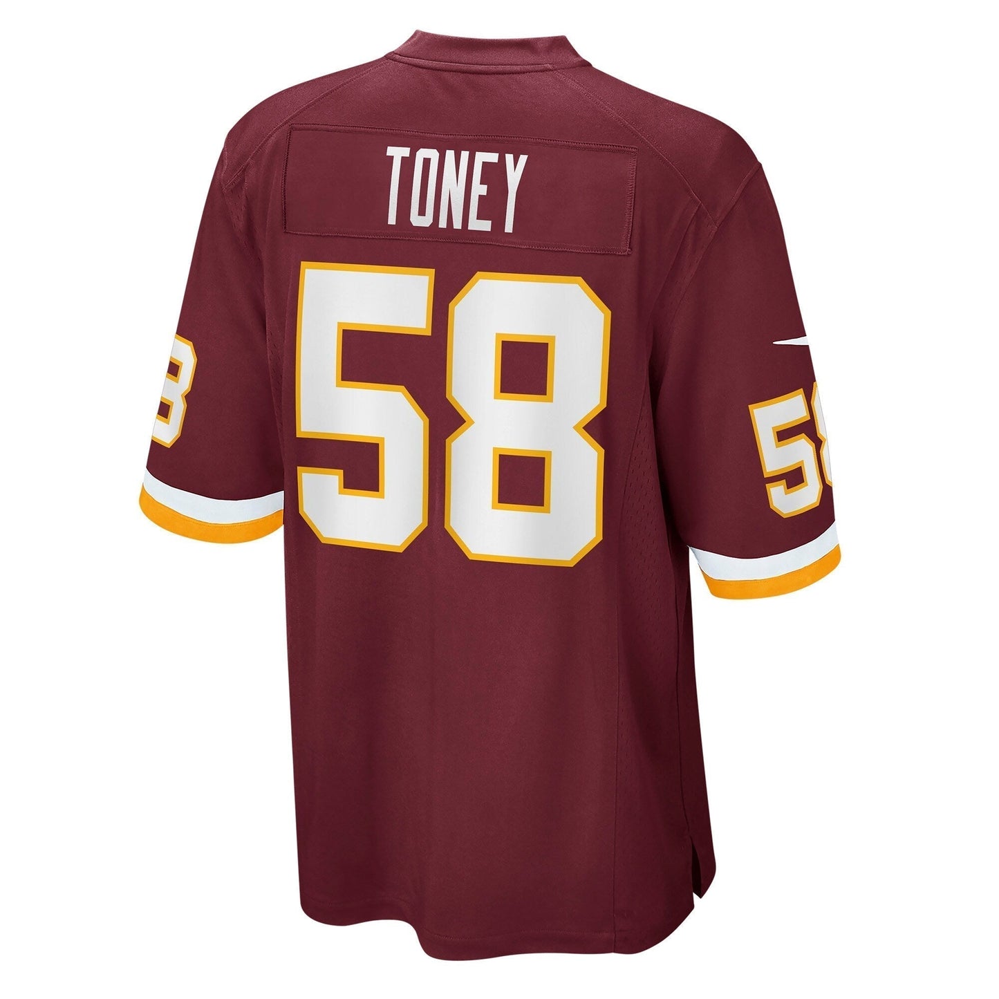 Shaka Toney Washington Football Team Game Jersey - Burgundy football jersey product view 3