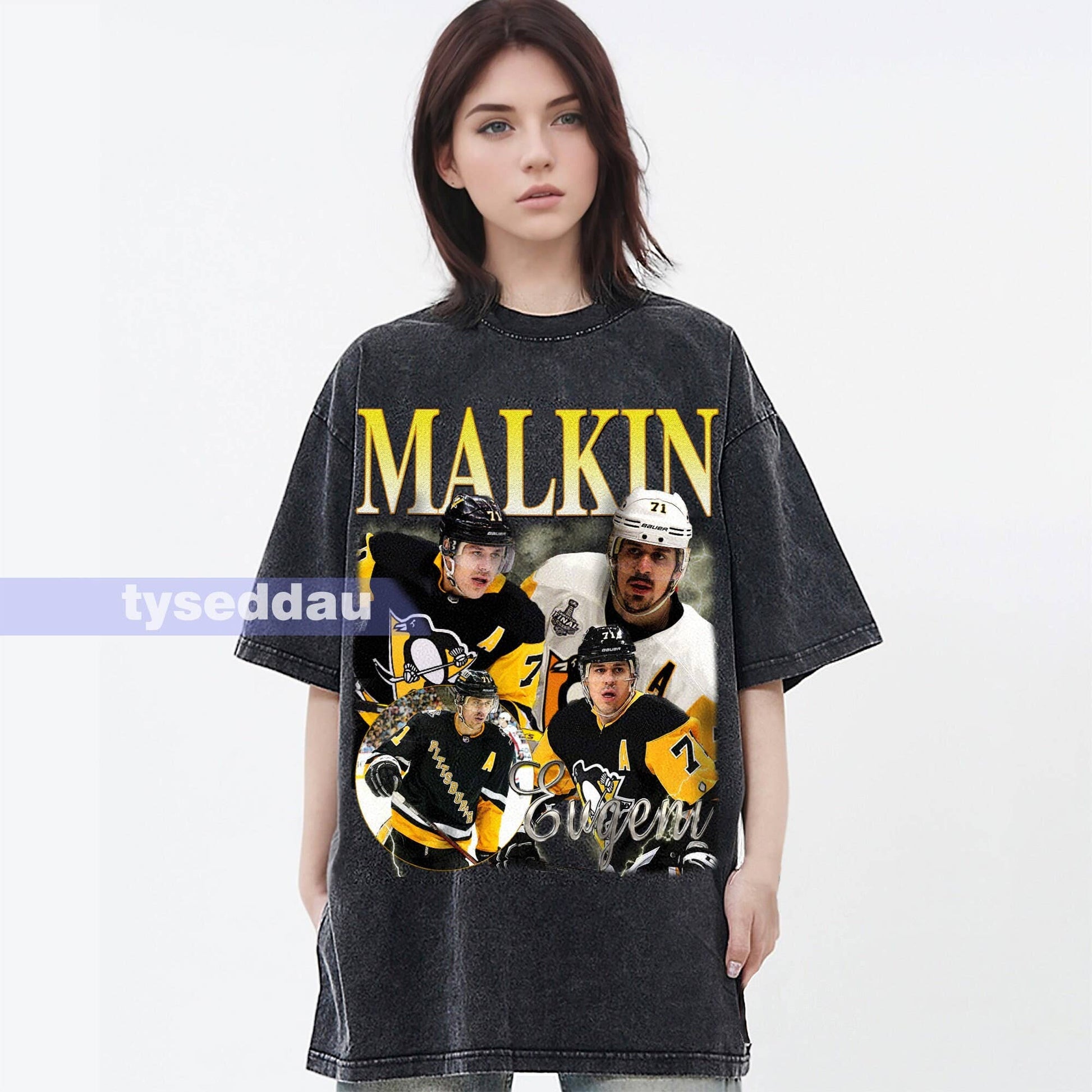 Evgeni Malkin Retro 90's Graphic T-Shirt  Vintage Style Unisex T-shirt, Sweatshirt, Hoodie, Long Sleeve Tee - T-Shirt, Sweatshirt, Hoodie