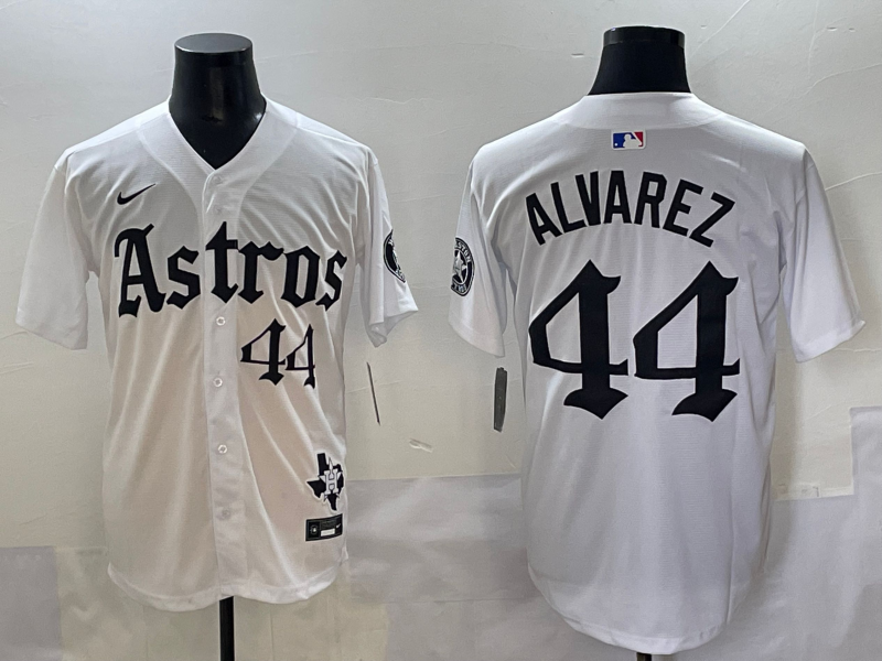 Men's Houston Astros Yordan Alvarez White Game Player Jersey baseball jersey product view 1