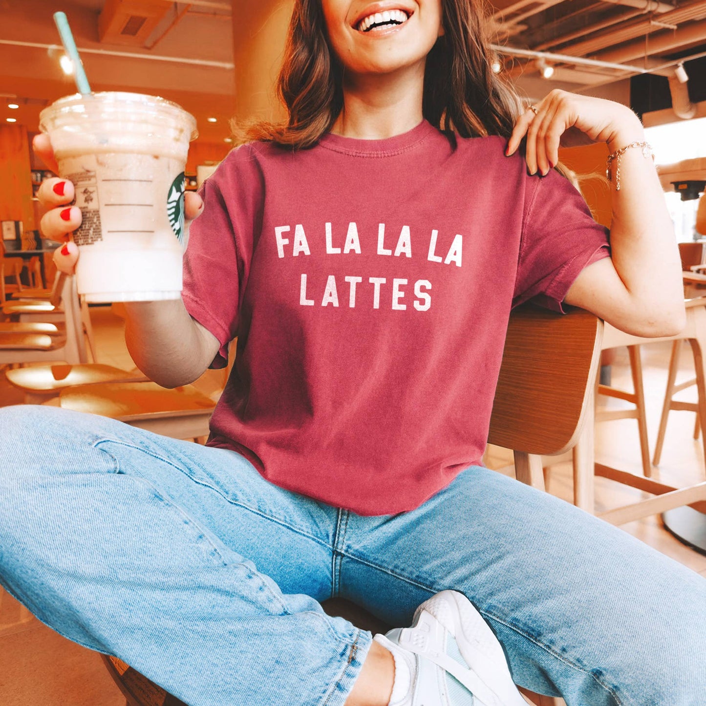 Fa La La La Lattes Coffee Lover Christmas T-Shirt Unisex T-shirt, Sweatshirt, Hoodie, Long Sleeve Tee - T-Shirt, Sweatshirt, Hoodie