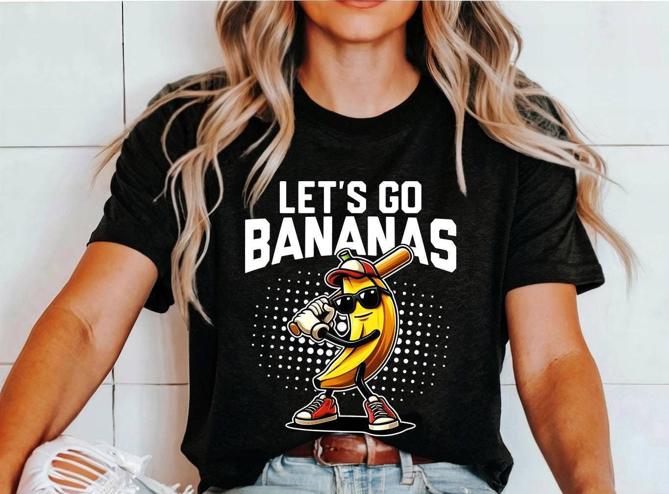 Funny Banana Baseball Tee For Sports Fans Let's Go Bananas Unisex T-shirt, Sweatshirt, Hoodie, Long Sleeve Tee - T-Shirt, Sweatshirt, Hoodie