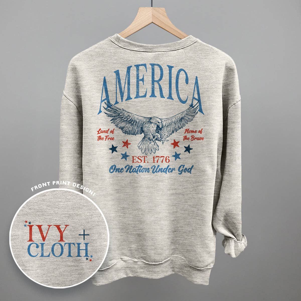 America Red & Blue Eagle (Back Print) Unisex T-shirt, Sweatshirt, Hoodie, Long Sleeve Tee - T-Shirt, Sweatshirt, Hoodie