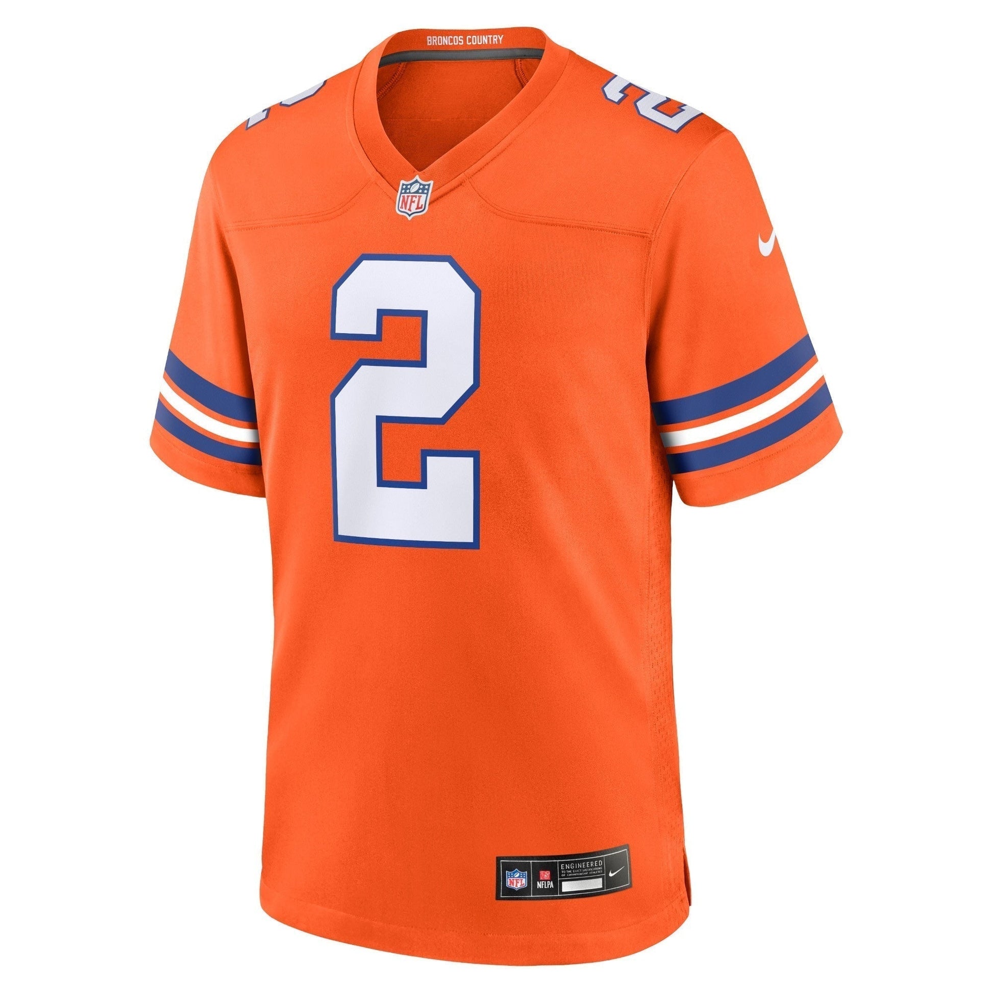 Patrick Surtain II Denver Broncos Mile High Collection 1977 Throwback Game Jersey - Orange football jersey product view 2