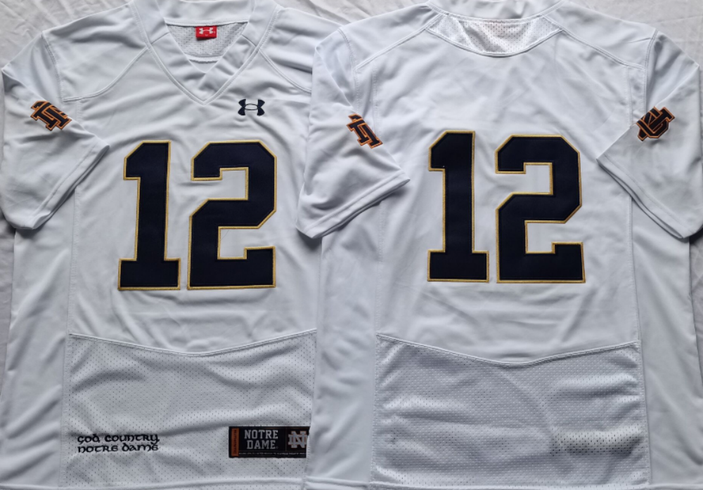 Men's Notre Dame Fighting Irish Ricky Watters White Player Game Jersey sports jersey product view 1