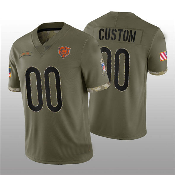 Custom1 Chicago Bears ACTIVE PLAYER 2022 Olive Salute To Service Limited Stitched Jersey1 Football Jerseys football jersey product view 1