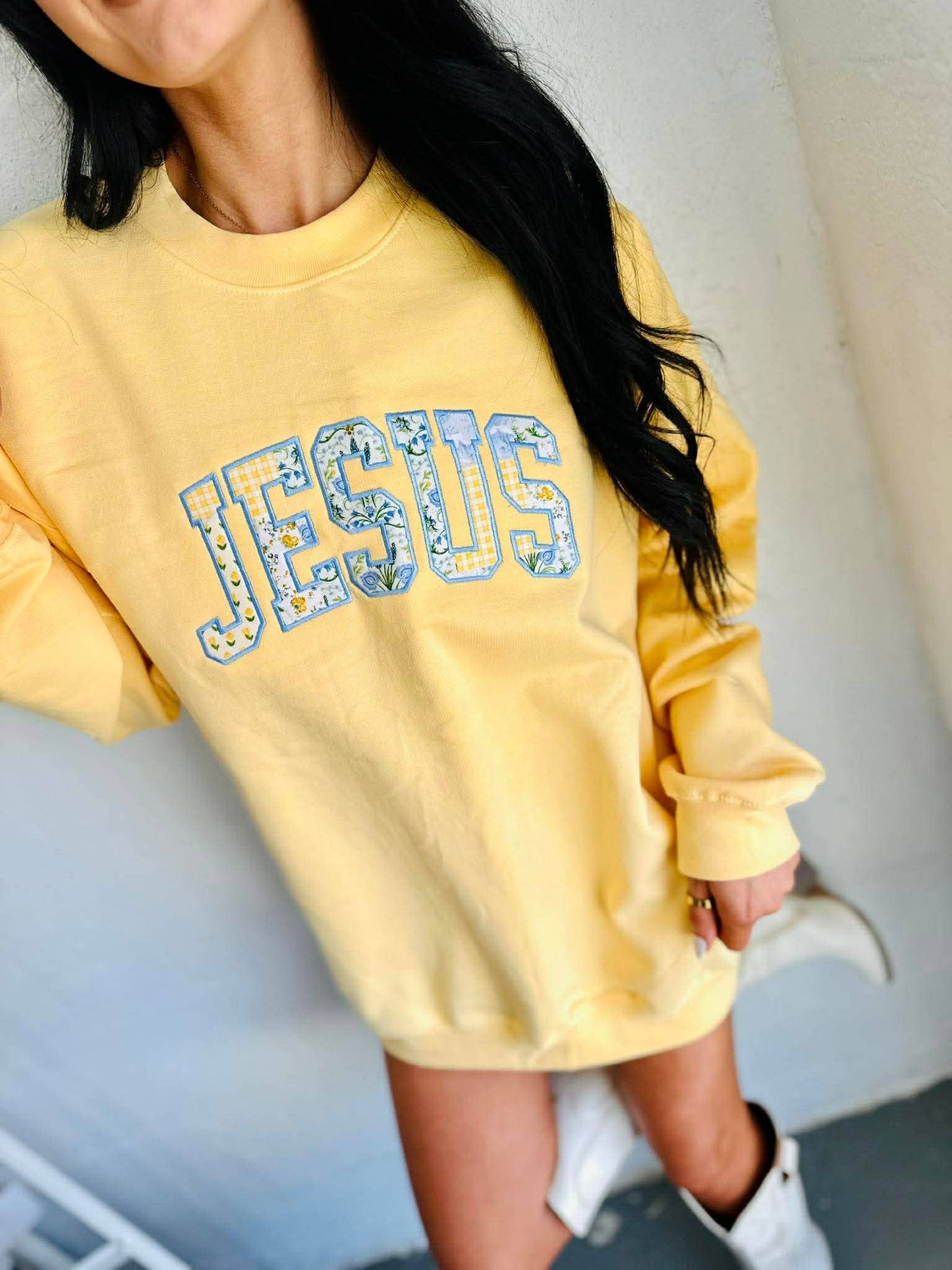Jesus Applique Patch Work Unisex T-shirt, Sweatshirt, Hoodie, Long Sleeve Tee - T-Shirt, Sweatshirt, Hoodie