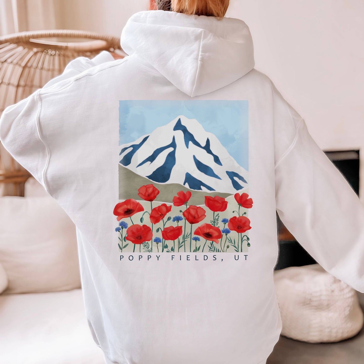 Mountain Poppies Hoodie | Floral | Sizes S-2XL Unisex T-shirt, Sweatshirt, Hoodie, Long Sleeve Tee - T-Shirt, Sweatshirt, Hoodie