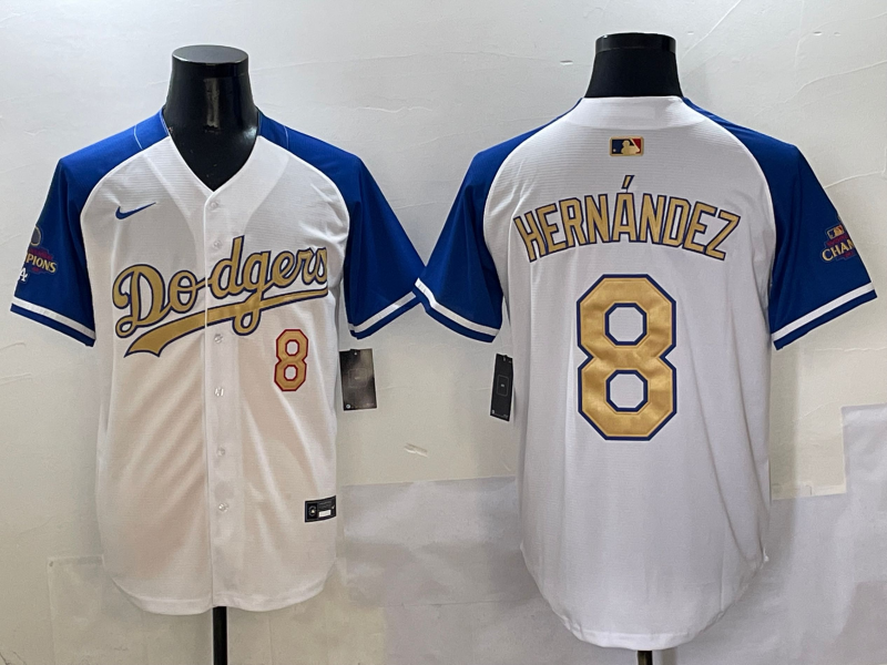 Men's Los Angeles Dodgers Enrique Hernandez #8 White 2025 Gold Collection Player Jersey baseball jersey product view 1