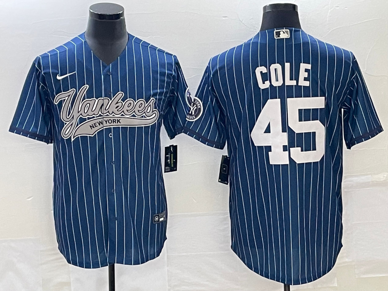 Men's New York Yankees Gerrit Cole #45 Blue Player Jersey Joint Edition baseball jersey product view 1