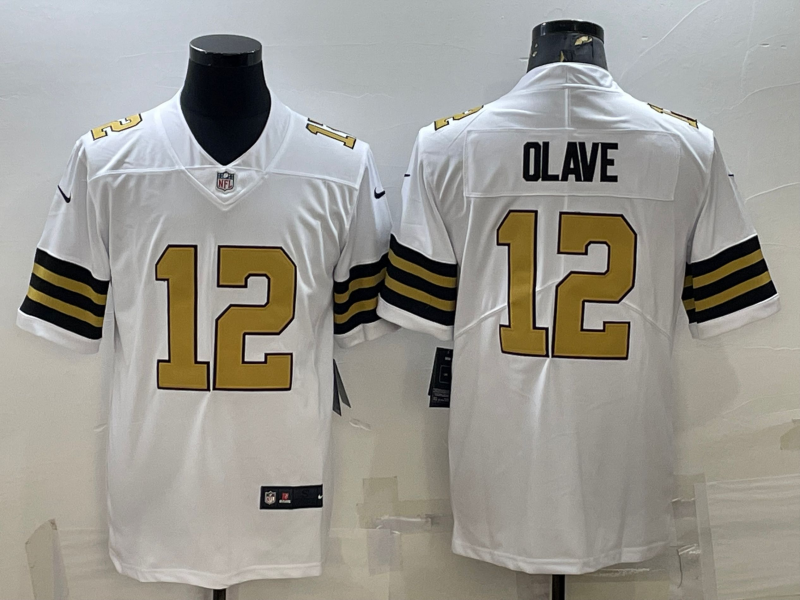 Men's New Orleans Saints Chris Olave White Player Game Jersey football jersey product view 1