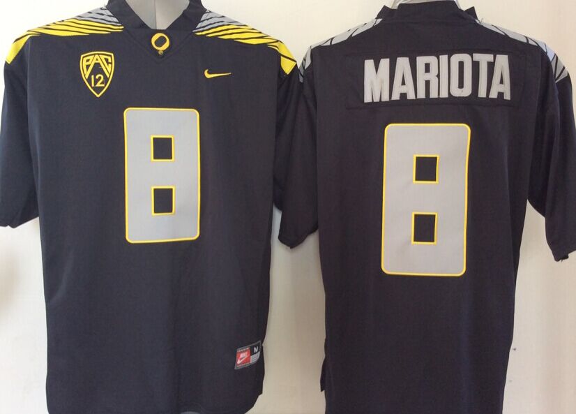 Men's Oregon Ducks Marcus Mariota #8 Black Replica Jersey sports jersey product view 1