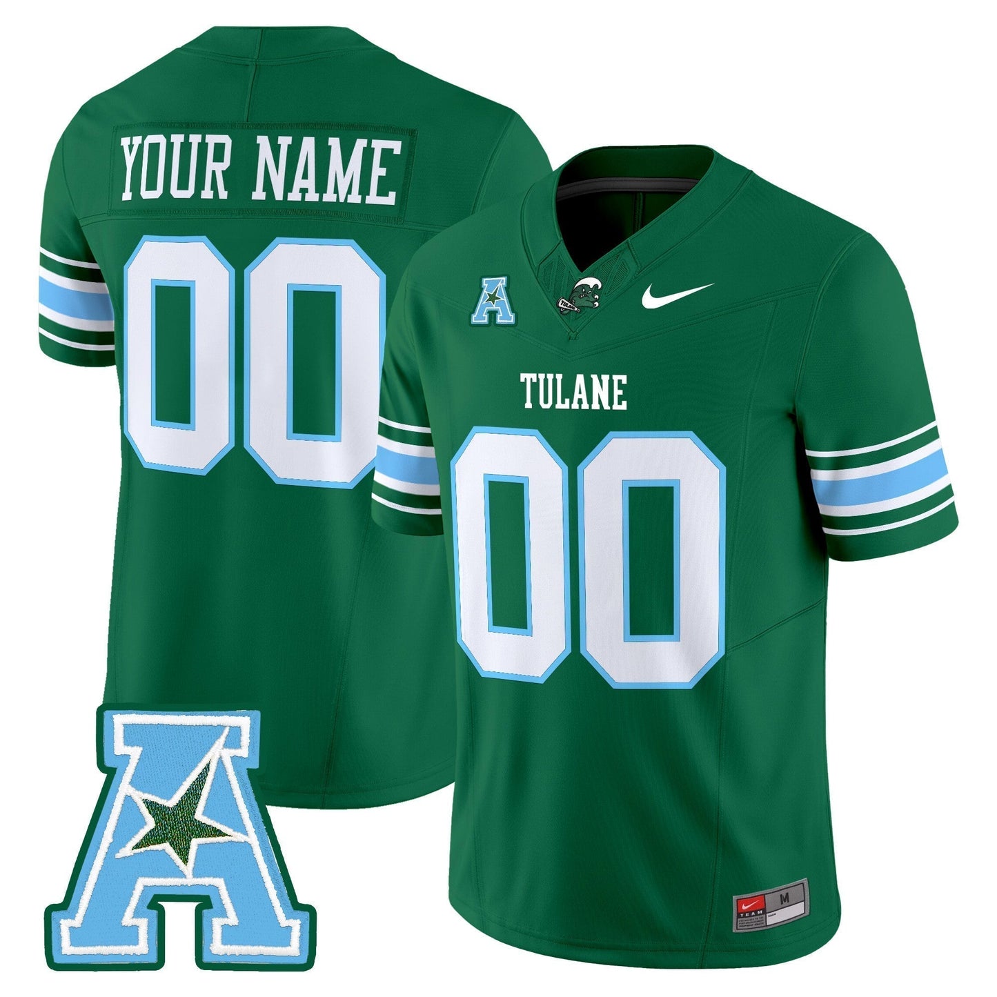 Custom Tulane Green Wave Jersey - Green sports jersey product view 1