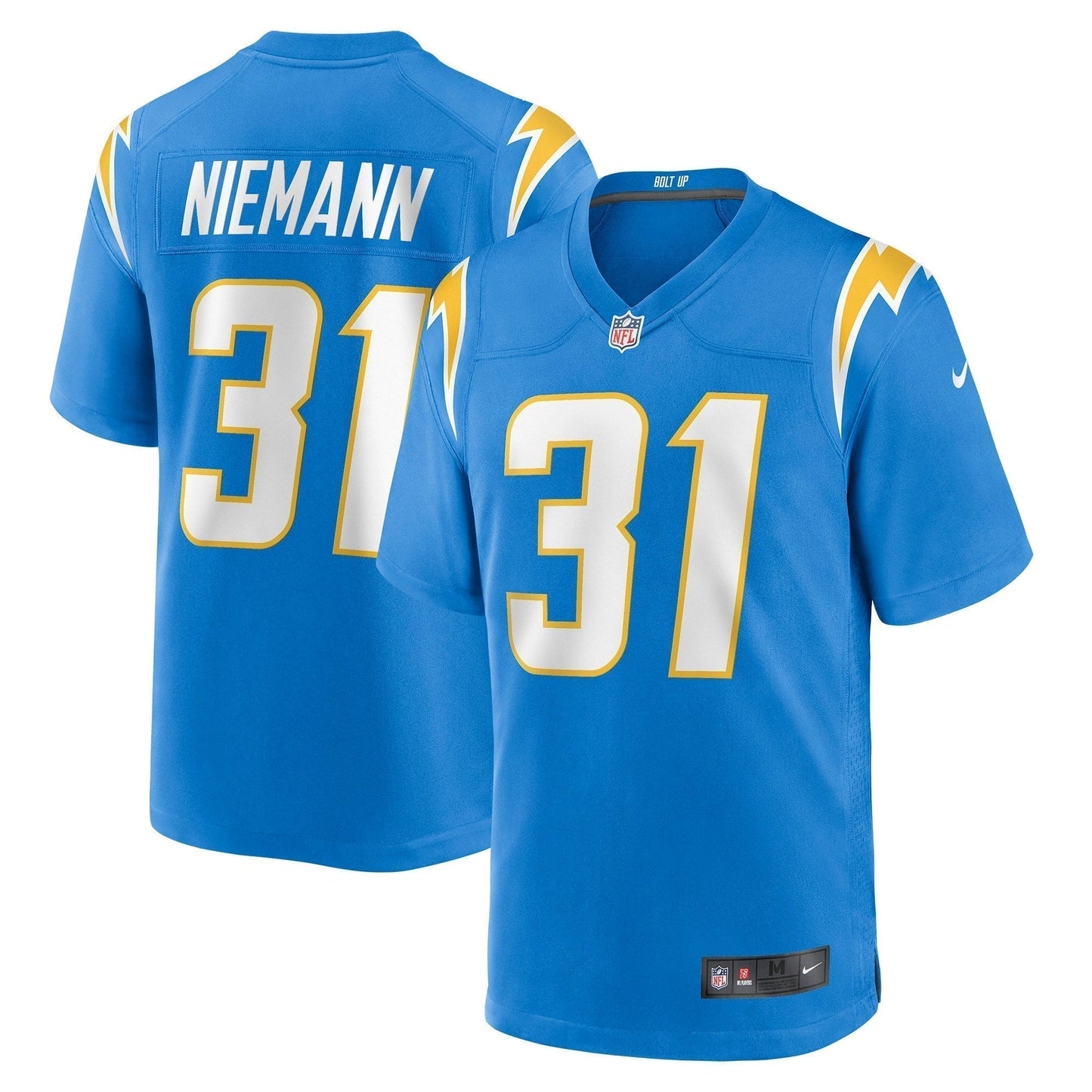 Nick Niemann Los Angeles Chargers Game Jersey - Powder Blue football jersey product view 1