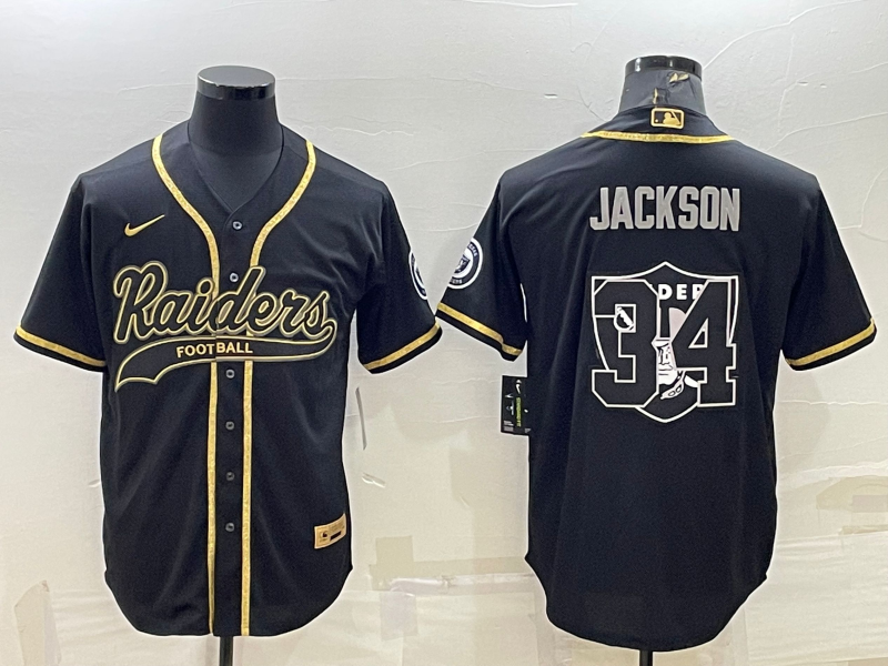 Men's Las Vegas Raiders Bo Jackson #34 Black Player Game Jersey1 Joint Edition football jersey product view 1