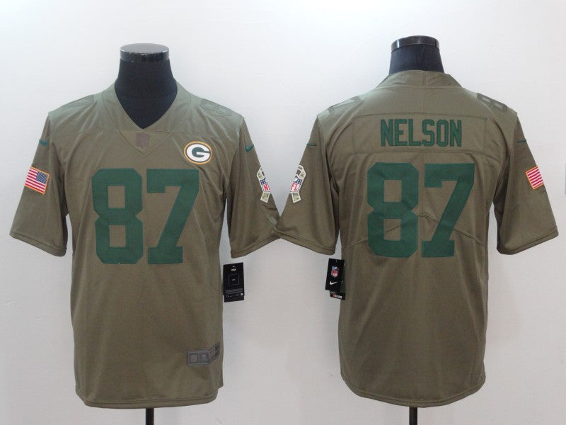 Men's Green Bay Packers Jordy Nelson #87 Brown Game Jersey1 football jersey product view 1