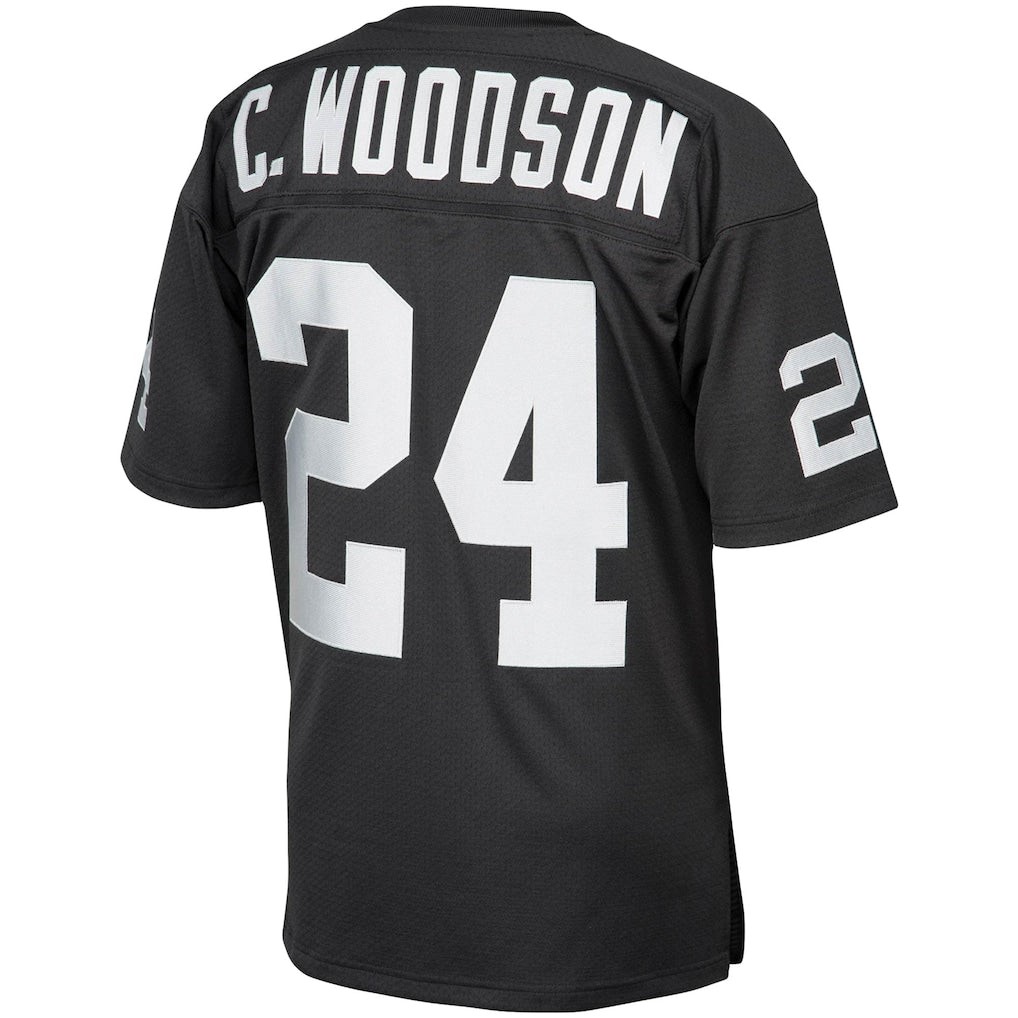 LV.Raiders #24 Charles Woodson Black Authentic Throwback Retired Player Jersey football jersey product view 1