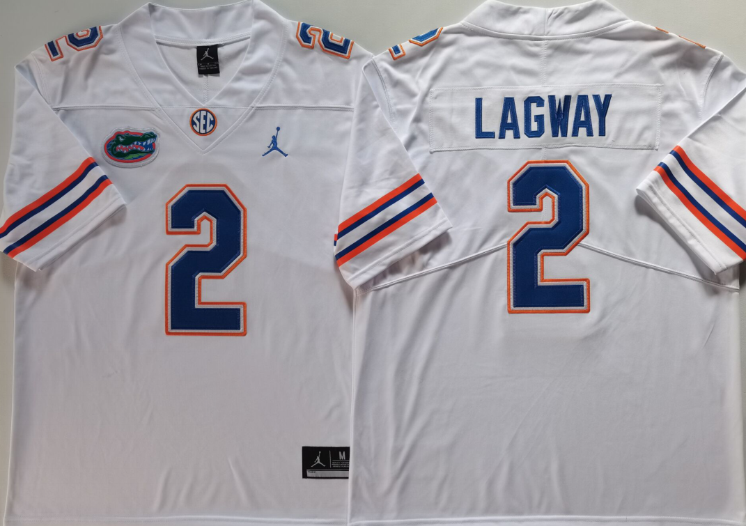 Men's Florida Gators DJ Lagway White Player Jersey sports jersey product view 1