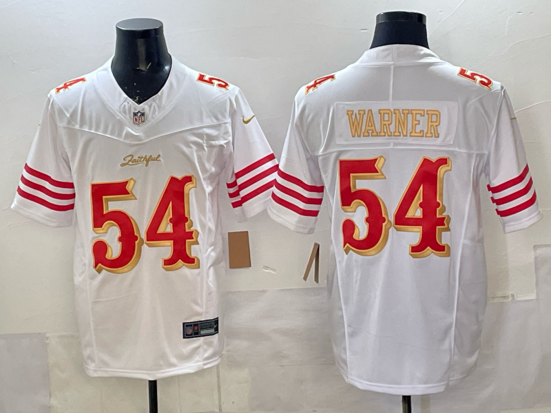 Men's San Francisco 49ers Fred Warner #54 White 2025 Rivalries Collection Game Jersey football jersey product view 1