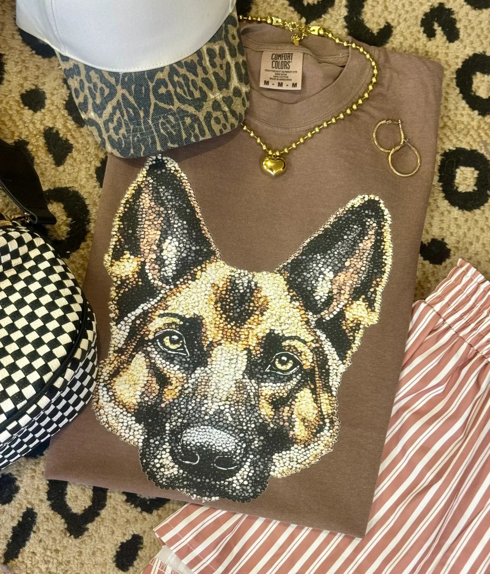 German Shepherd Faux Rhinestone Dog Tee Unisex T-shirt, Sweatshirt, Hoodie, Long Sleeve Tee - T-Shirt, Sweatshirt, Hoodie