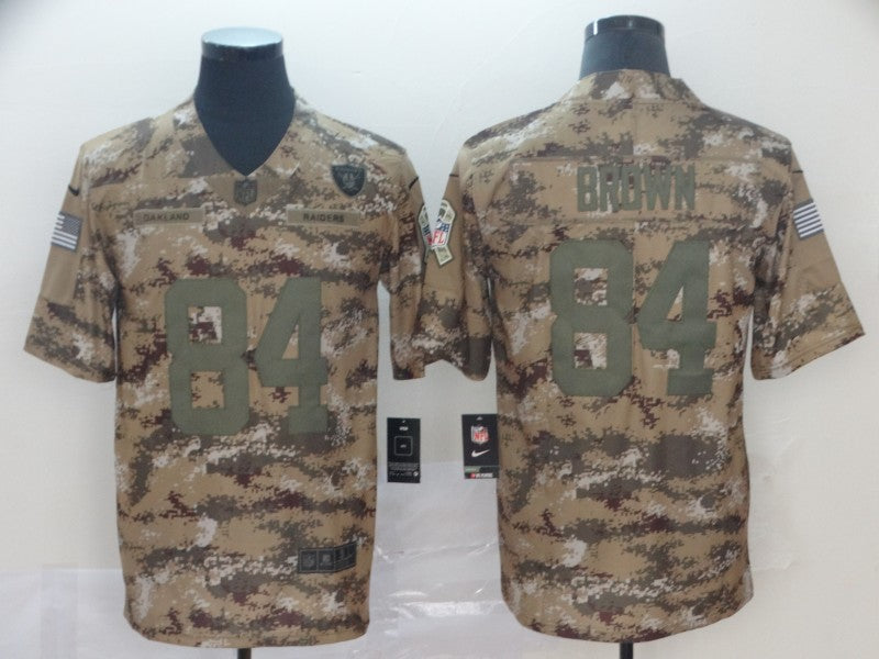 Men's Las Vegas Raiders Antonio Brown #84 Camouflage Game Player Jersey1 football jersey product view 1