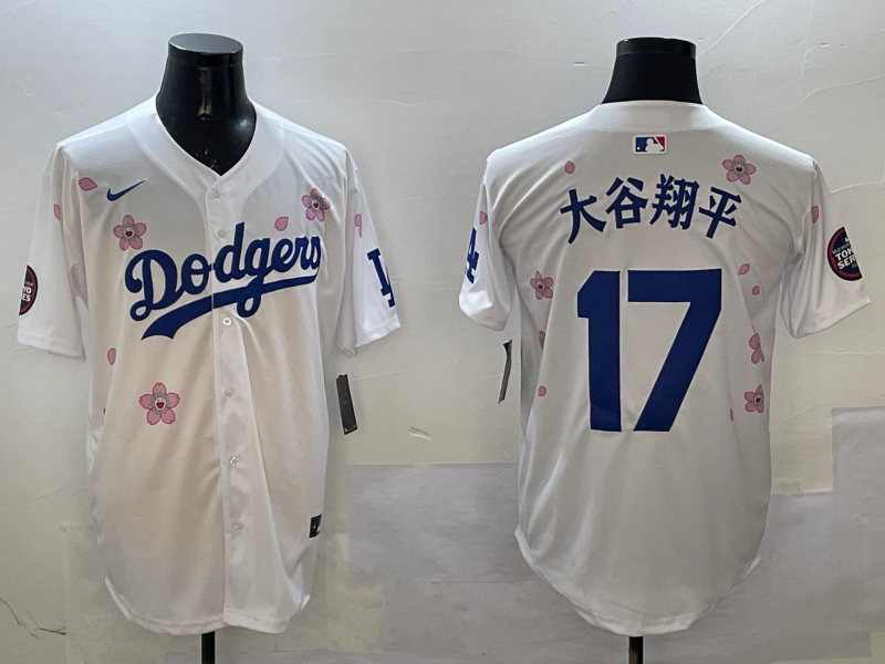 Men's Los Angeles Dodgers Shohei Ohtani White Alternate Replica Player Jersey baseball jersey product view 1