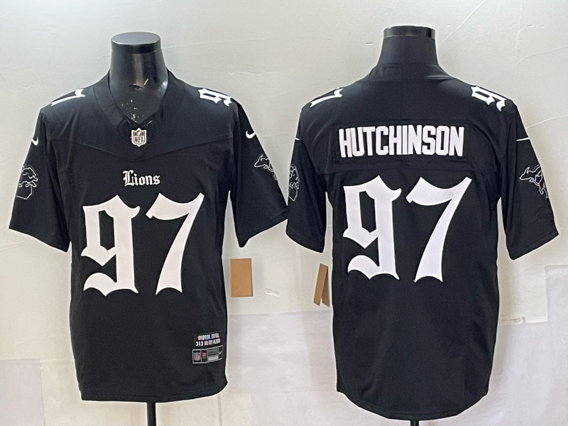 Men's Detroit Lions Aidan Hutchinson Black Alternate Game Jersey football jersey product view 1