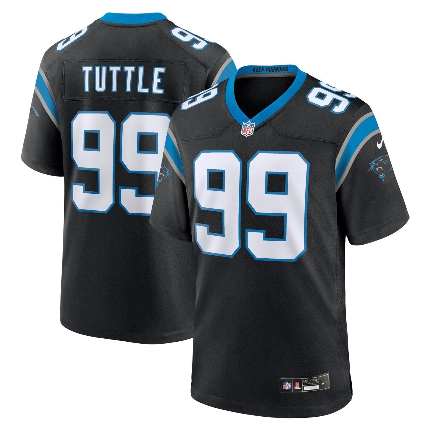 Shy Tuttle Carolina Panthers Game Jersey - Black football jersey product view 1