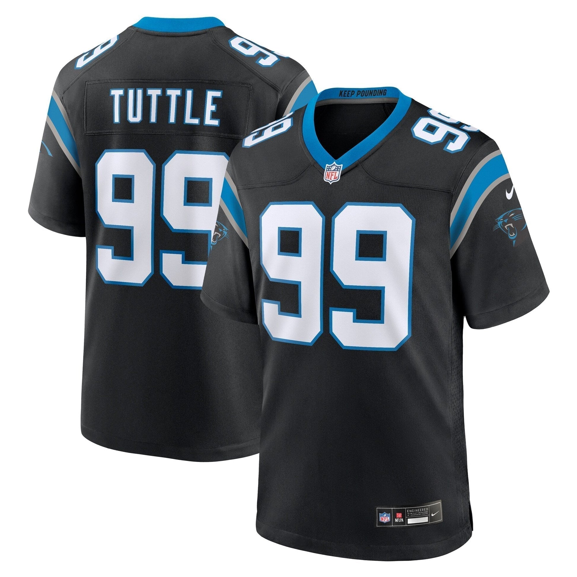 Shy Tuttle Carolina Panthers Game Jersey - Black football jersey product view 1