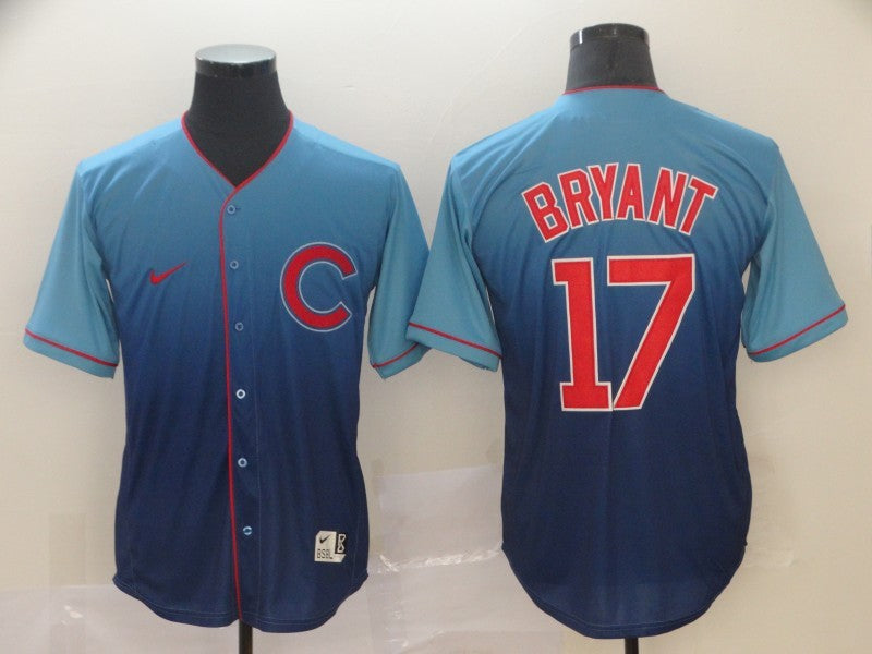 Men's Chicago Cubs Kris Bryant Blue Player Jersey basketball jersey product view 1