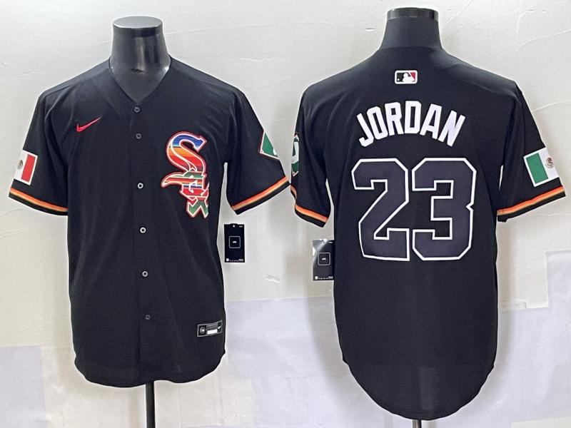 Men's Chicago White Sox Michael Jordan #23 Black Replica Player Jersey basketball jersey product view 1