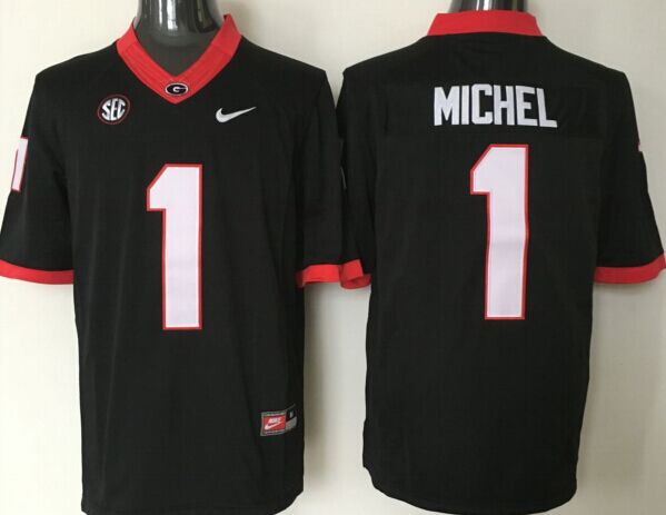 Men's Georgia Bulldogs Sony Michel Black Player Game Jersey sports jersey product view 1